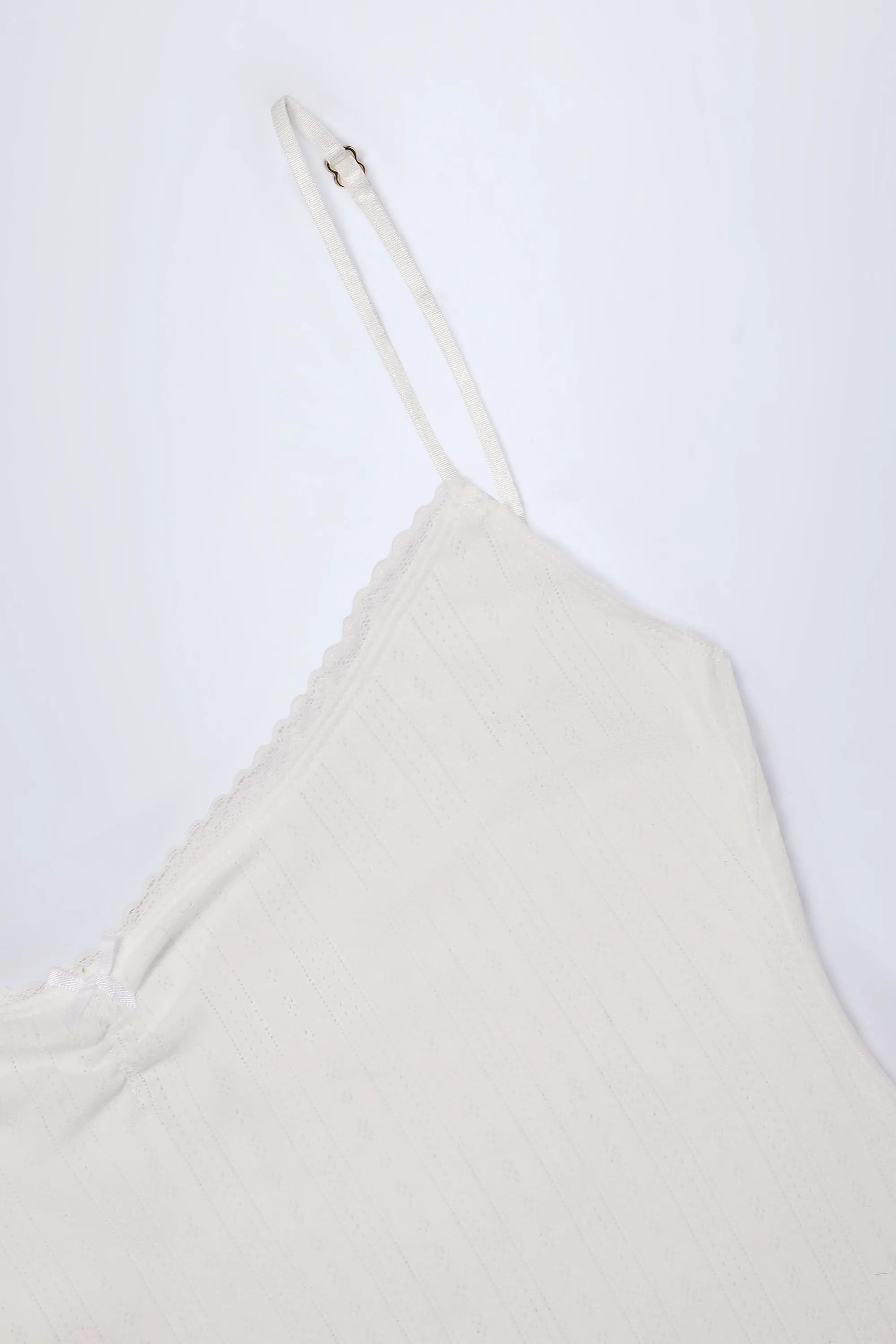 Fashion Design City Babe Pointelle Ruched A-Line Mini Dress in White
