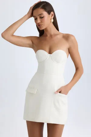 Strapless Structured Tulip Mini Dress in Vanilla Weekend Vibe