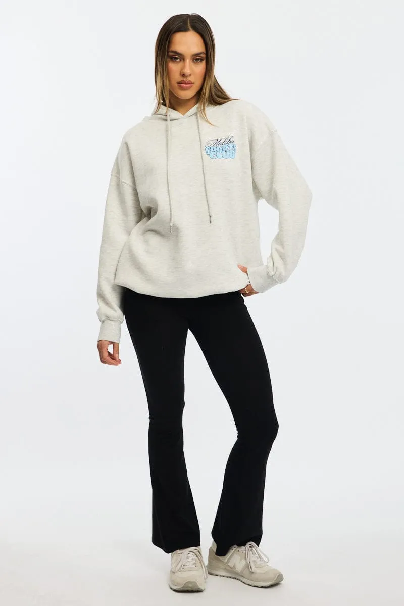 Grey Graphic Hoodie Long Sleeve button detail