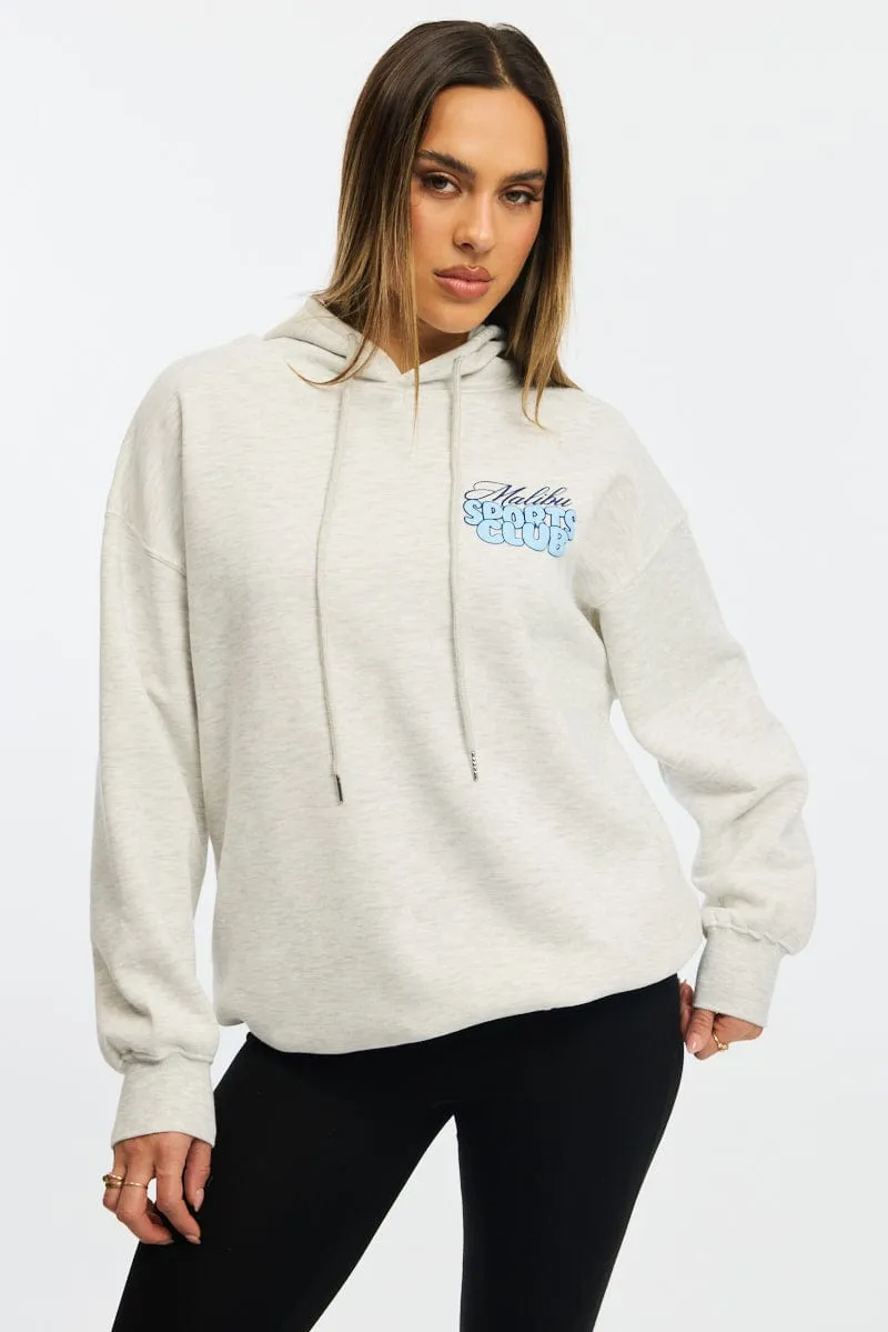 product date night charm Grey Graphic Hoodie Long Sleeve