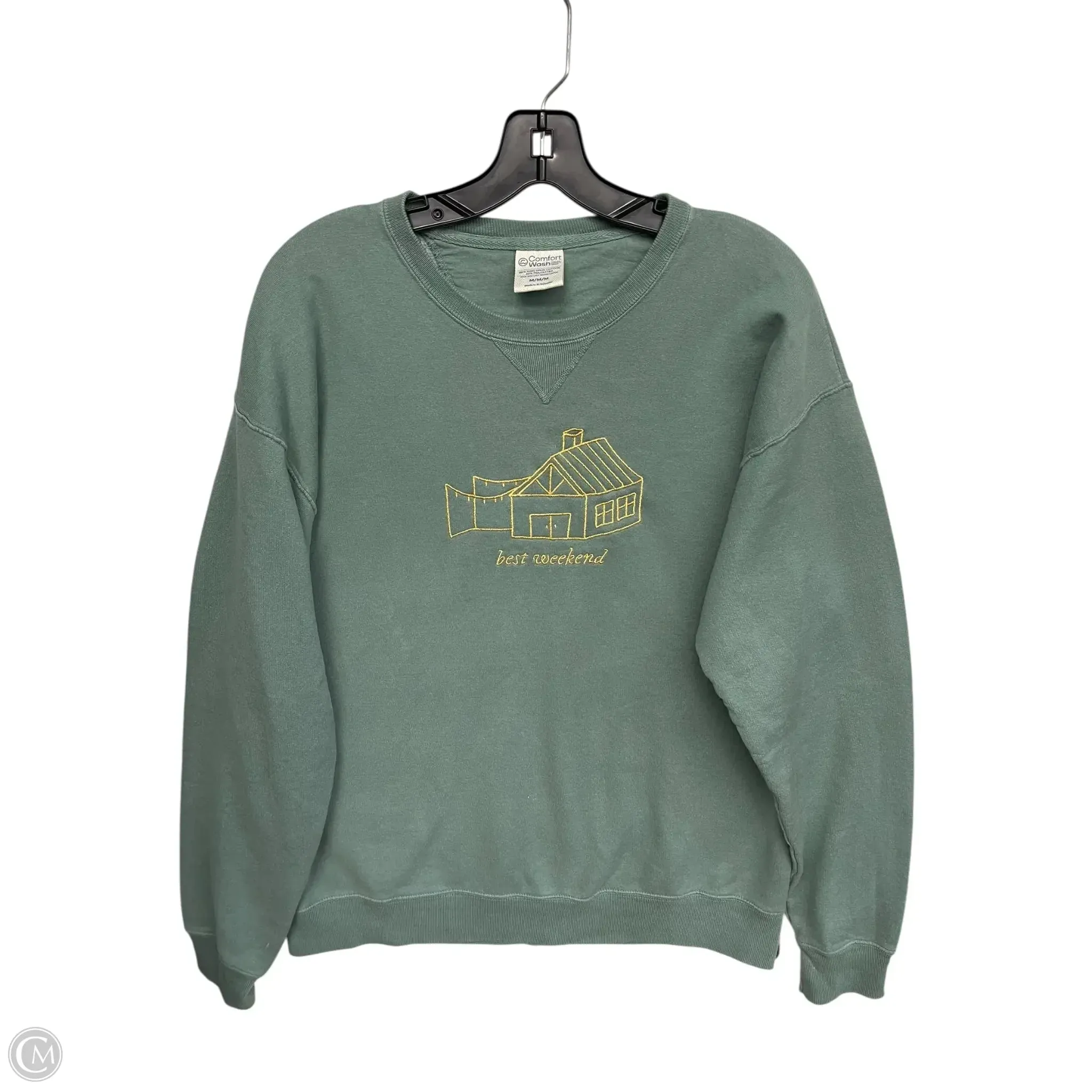 Elastic cuffs Sweatshirt Crewneck By Clothes Mentor In Green, Size: M