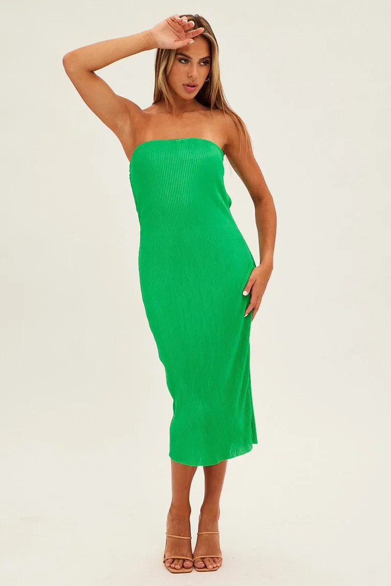 Smart Appearance Green Midi Dress Bandeau Plisse