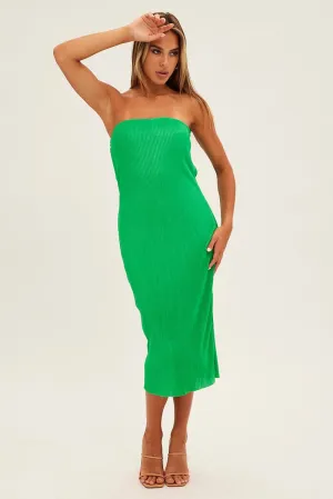 Smart Appearance Green Midi Dress Bandeau Plisse