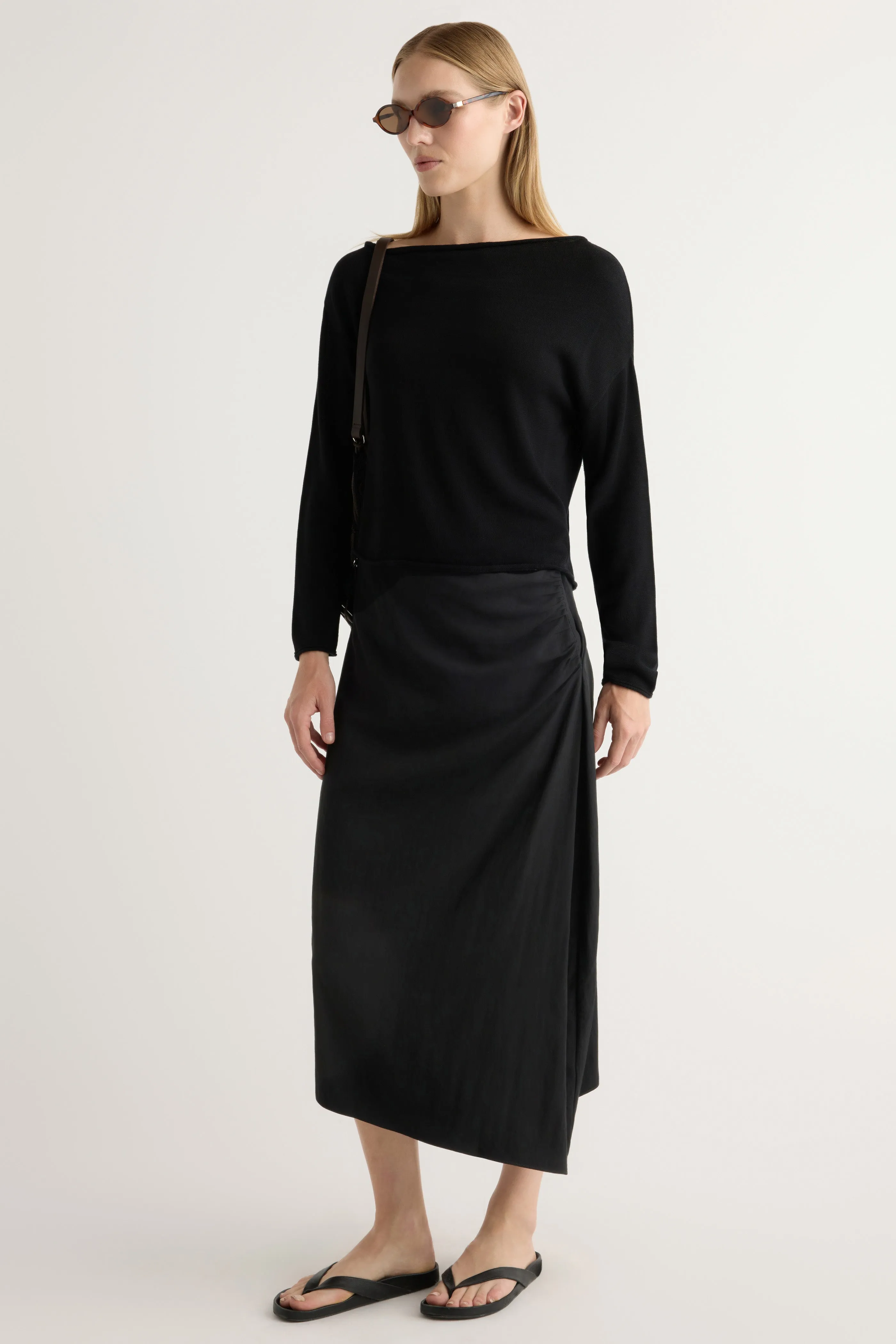High Street Chic Rita Asymmetric-Hem Shirred Skirt