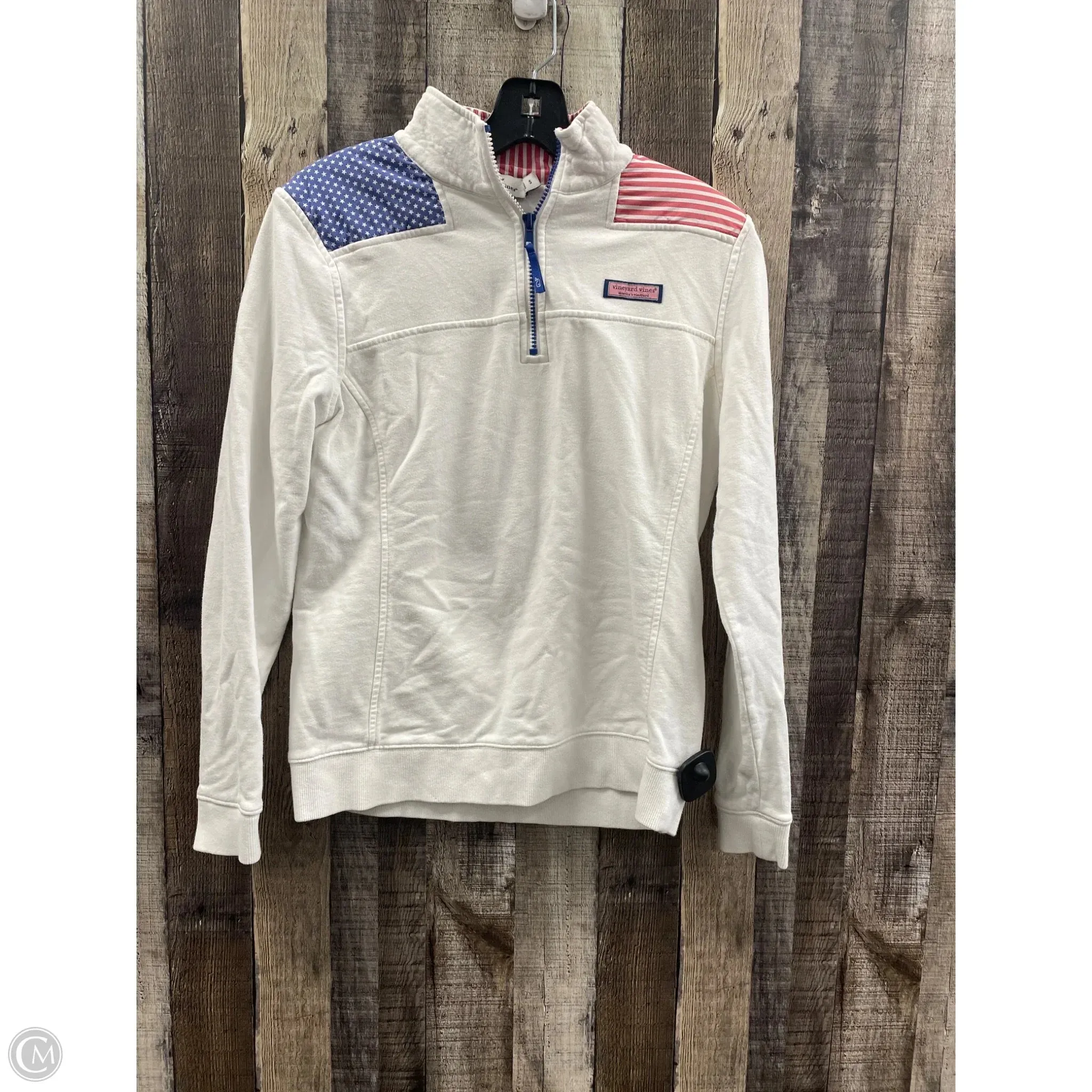 Sweatshirt Collar By Vineyard Vines In White, Size: S MoistureWickingMaterial