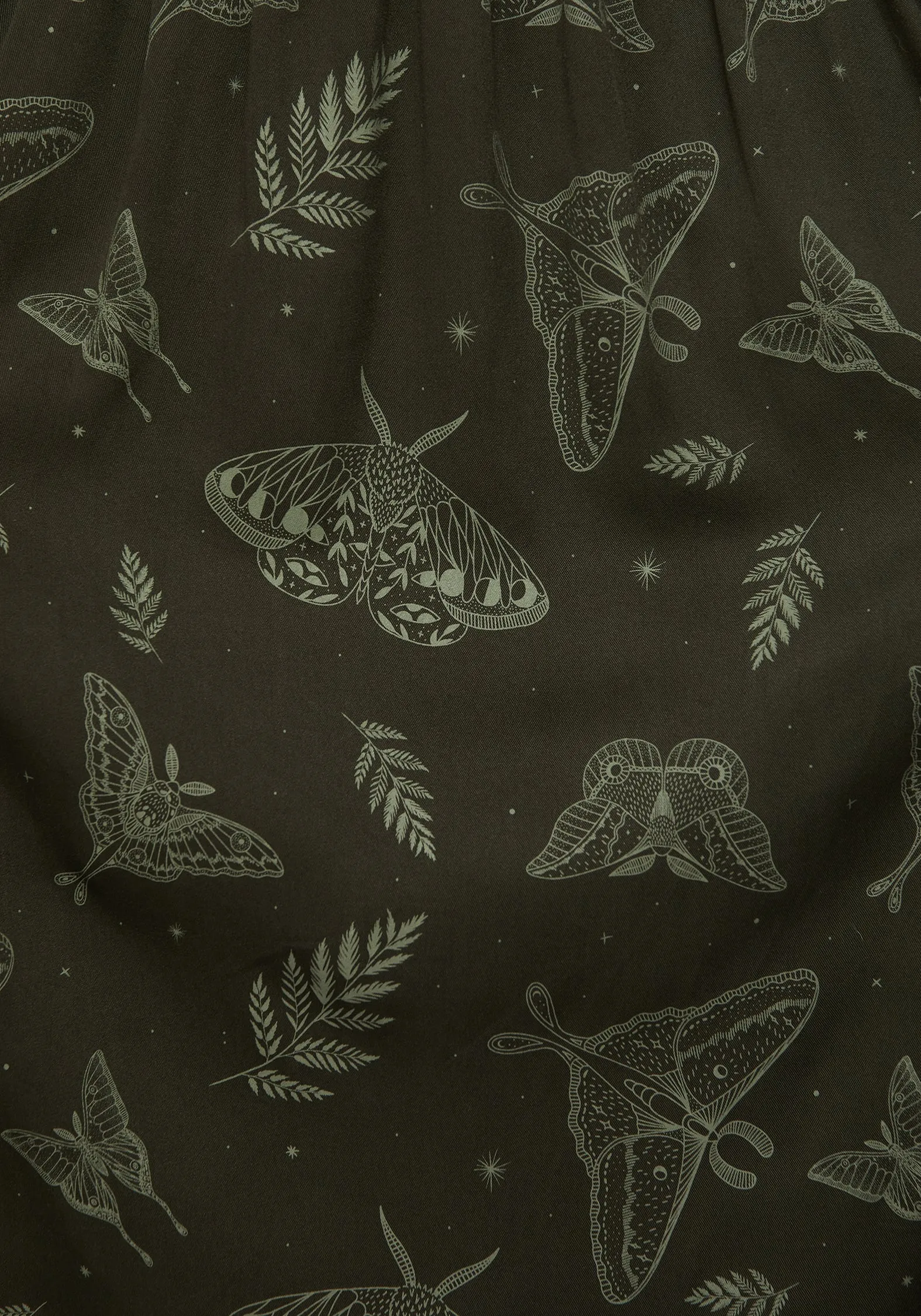 Callopistria Moth Print Midi Skirt - Green Vibrant Touch