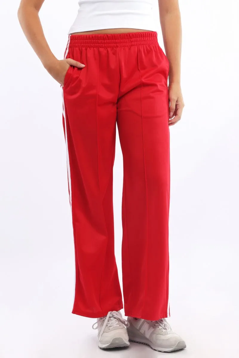 Red Track Pants Side Stripe Reversible design Easy Travel