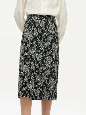 Cruise Attire Minimal Design Black And White Butterflies Jacquard Stretch Women Skirt