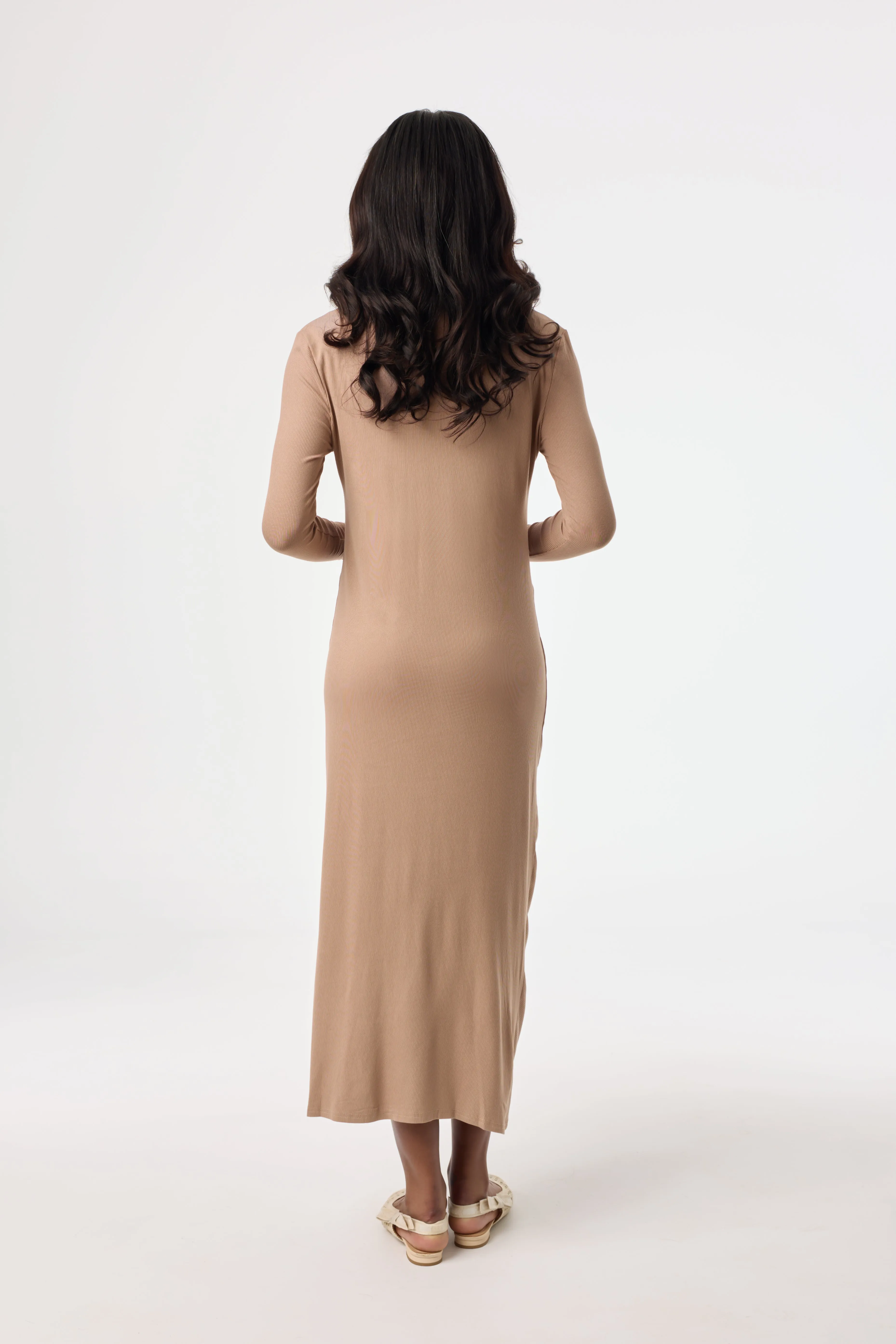 WaterRepellentSurface Chestnut Ruched Cardi Maxi Dress