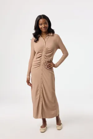 Chestnut Ruched Cardi Maxi Dress Urban Flow Classic Suit