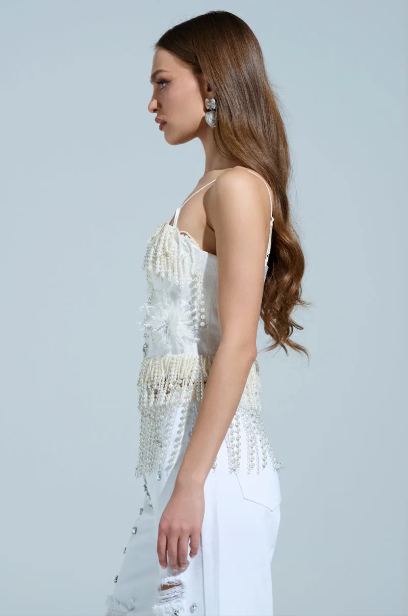civilian use BOLD FRINGE PEARL TOP
