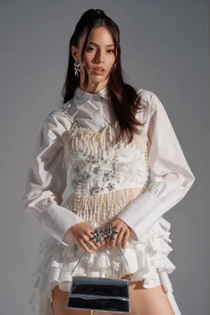 BOLD FRINGE PEARL TOP Minimalist Sport Style