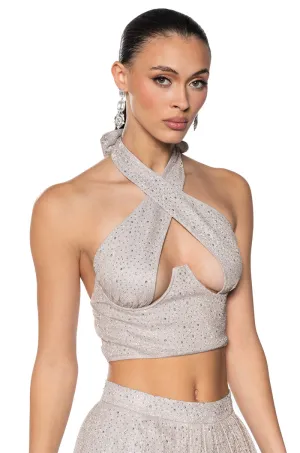 Good ventilation AURORA RHINSTONE SHINE HALTER TOP