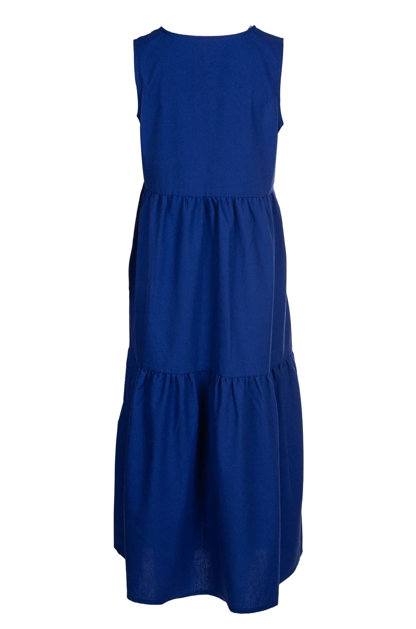 Cotton Linen Blend Dress | MED BLUE | 6777A1 Net Fit