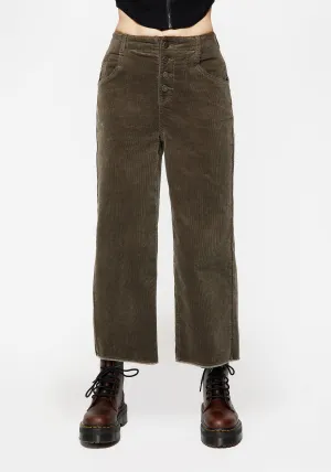 Style Layer Foster Wide Leg Cord Crop Jeans - Green