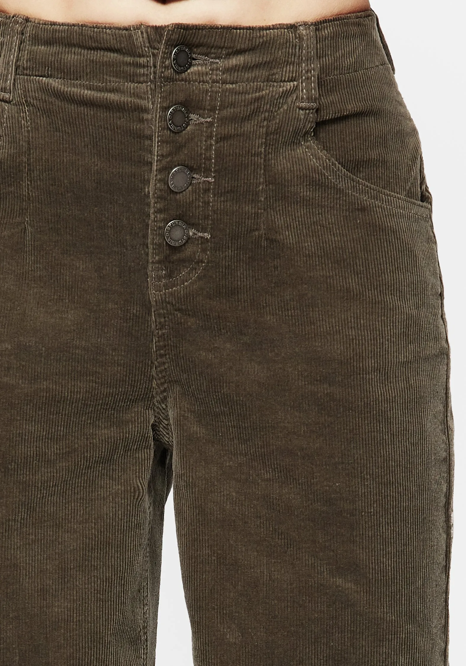 Relaxed Style Neutral Couple Look Eco Friendly Foster Wide Leg Cord Crop Jeans - Green