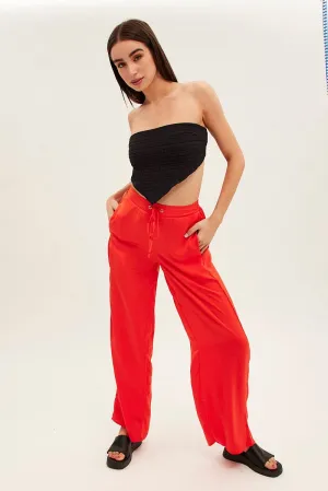 Versatile Style Casual Essentials Orange Full Length Fluid Pant