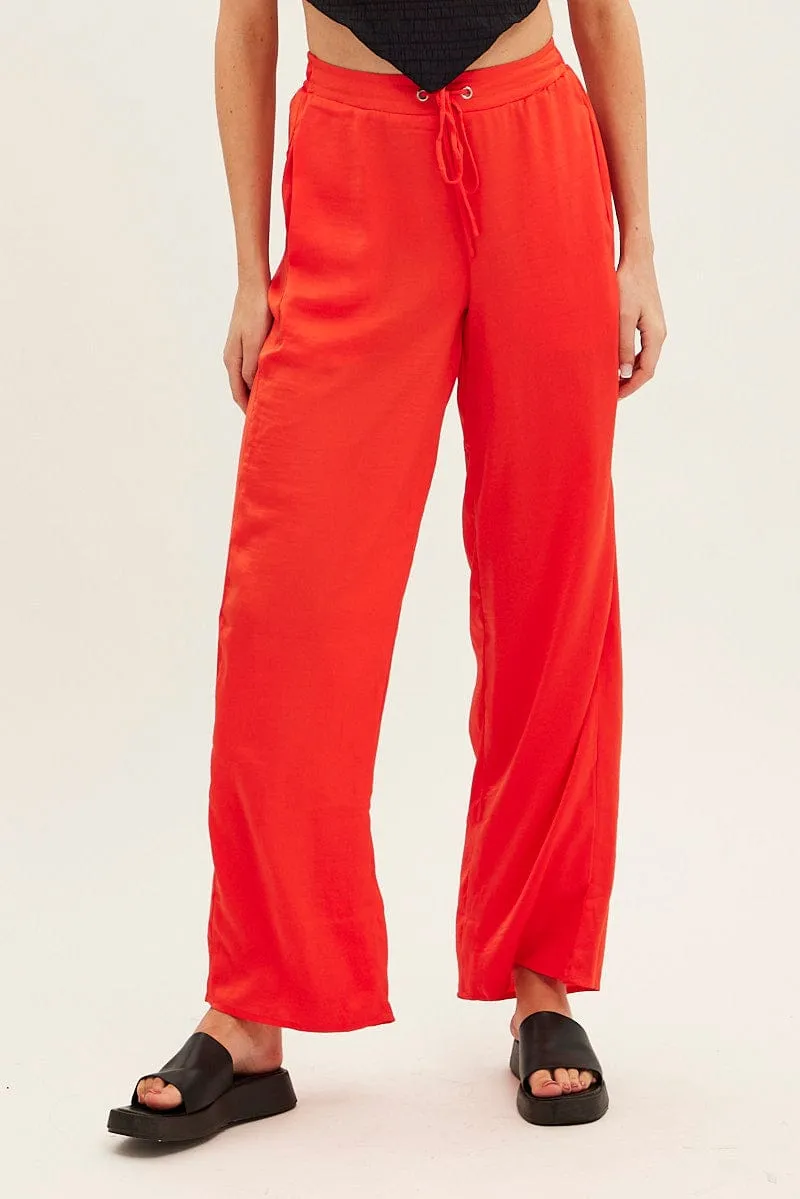 Chic Comfort Orange Full Length Fluid Pant