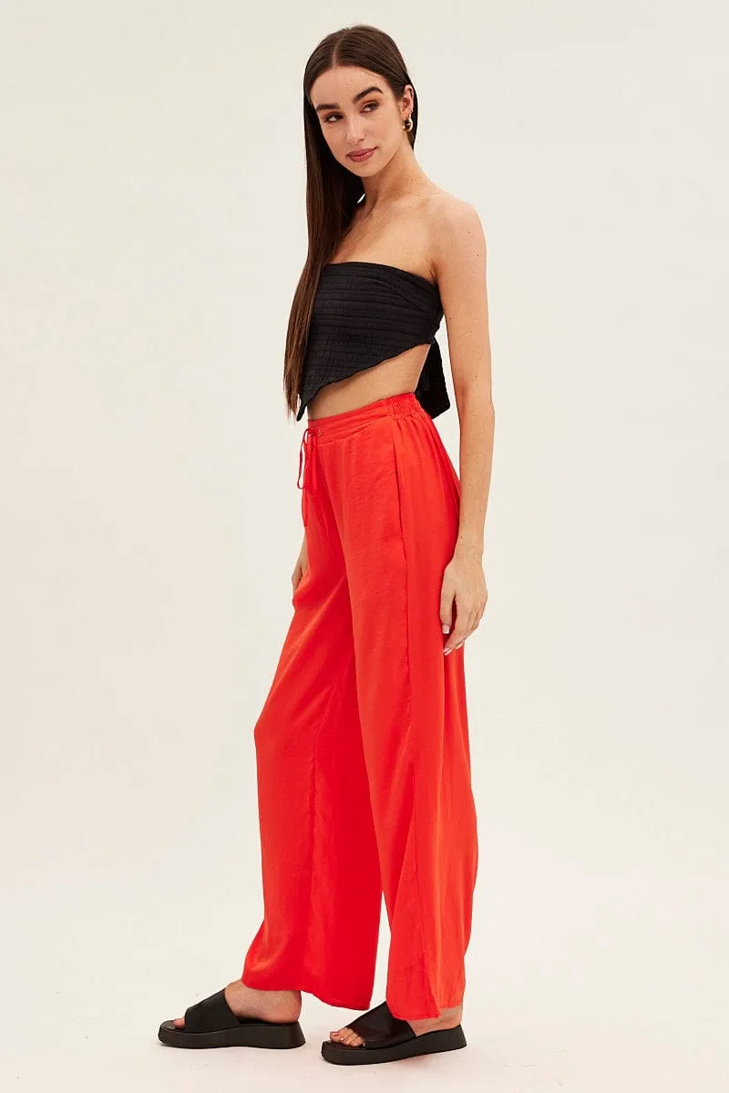All Occasion Fashionable Design Orange Full Length Fluid Pant