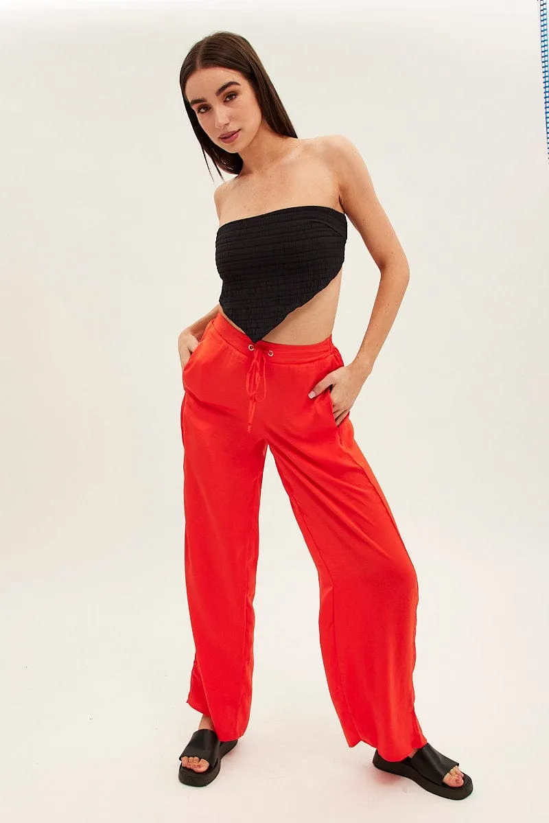 Versatile Style Casual Essentials Orange Full Length Fluid Pant