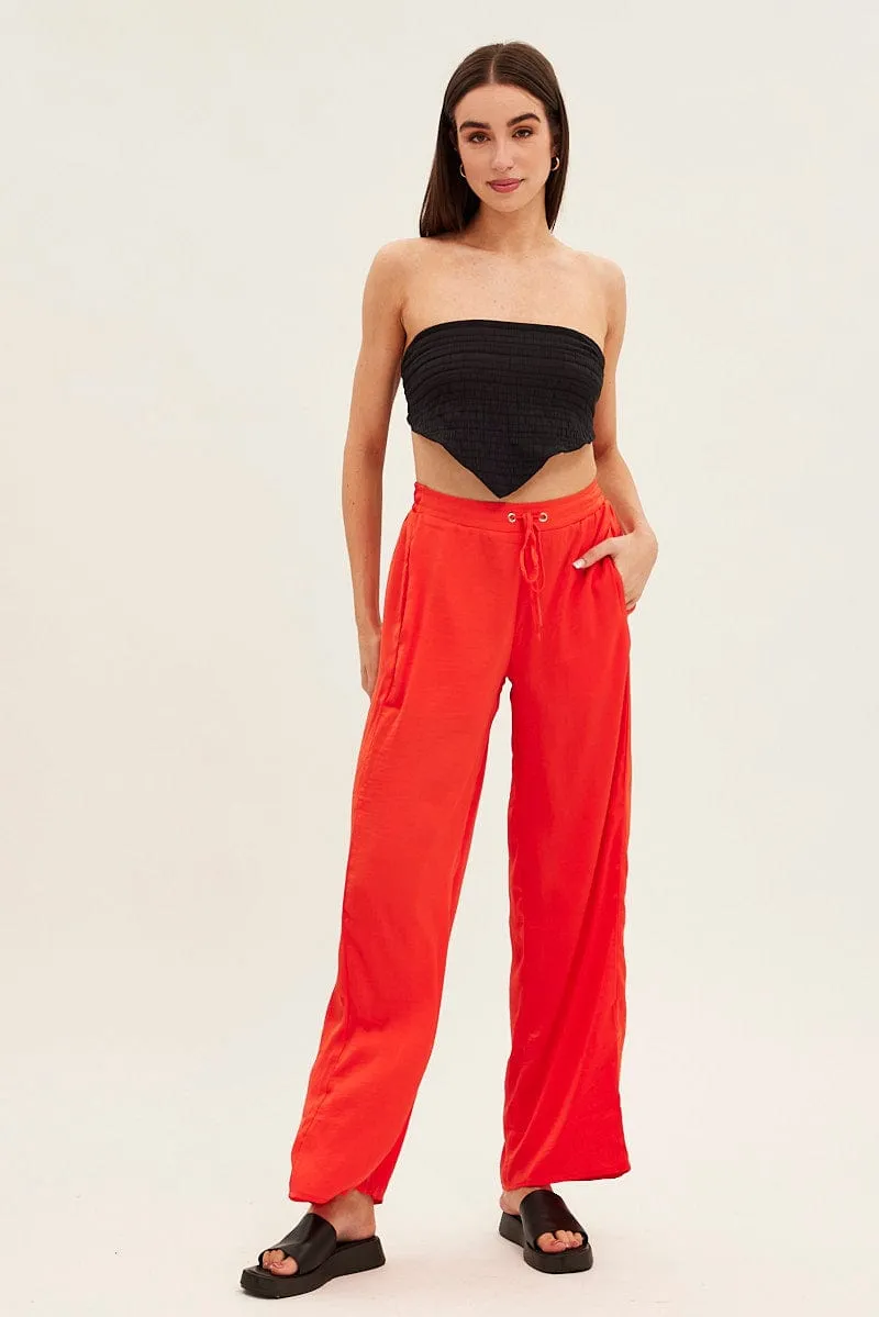 Simple Comfort Wear Orange Full Length Fluid Pant
