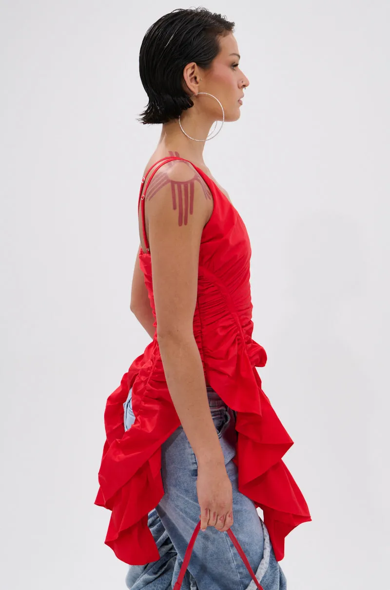 DROP IT RUCHED TANK TOP IN RED market share