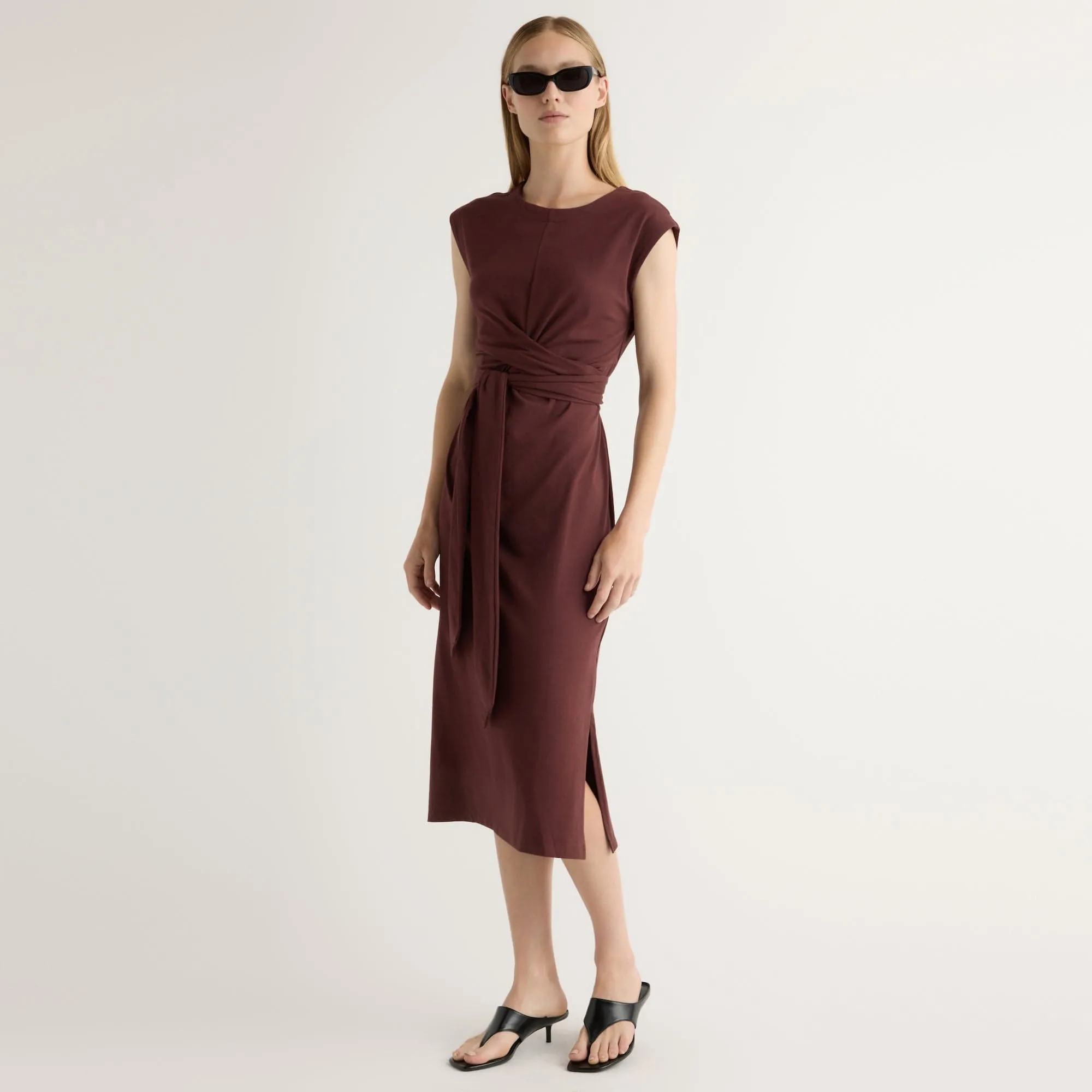 Cozy Cardigan Fei Tie-Front Organic Cotton Dress