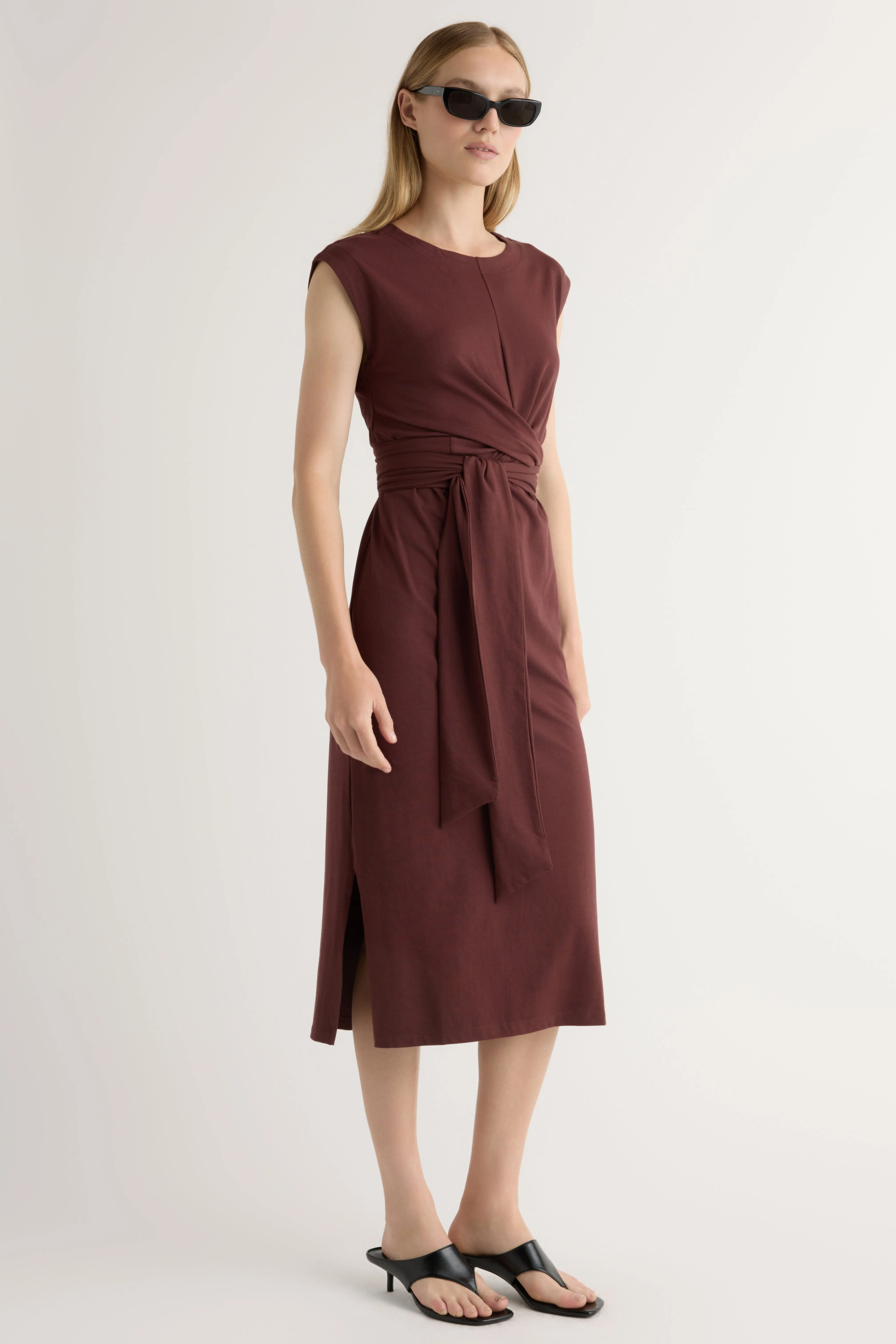 WaterRepellent Coating Fei Tie-Front Organic Cotton Dress
