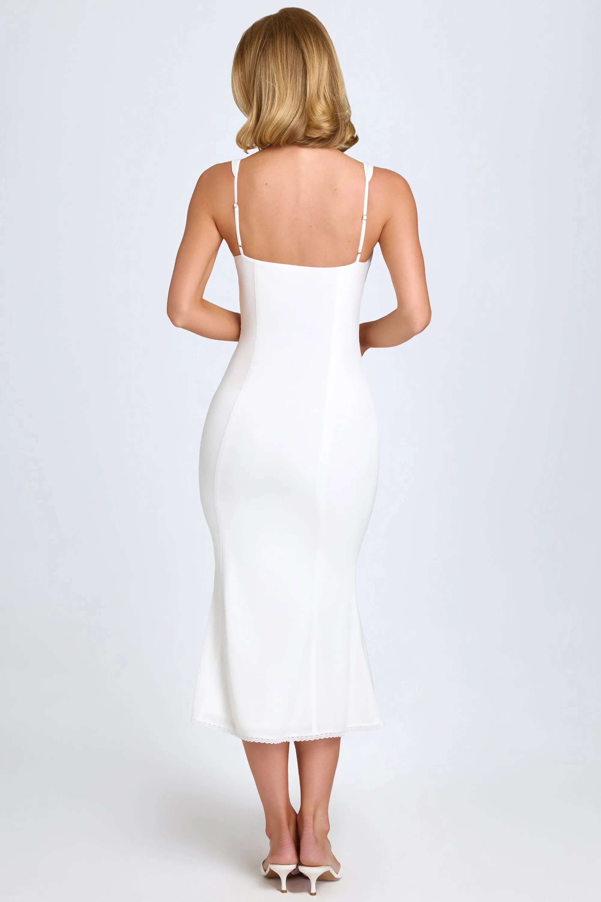 Lace-Trim Midaxi Dress in White Music Mood