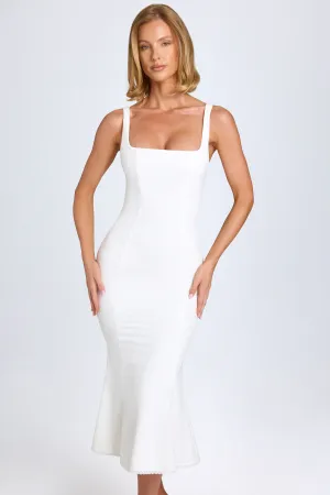 DoubleLayered Lace-Trim Midaxi Dress in White
