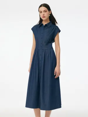 Glam Night Denim Stretch Women Maxi Shirt Dress