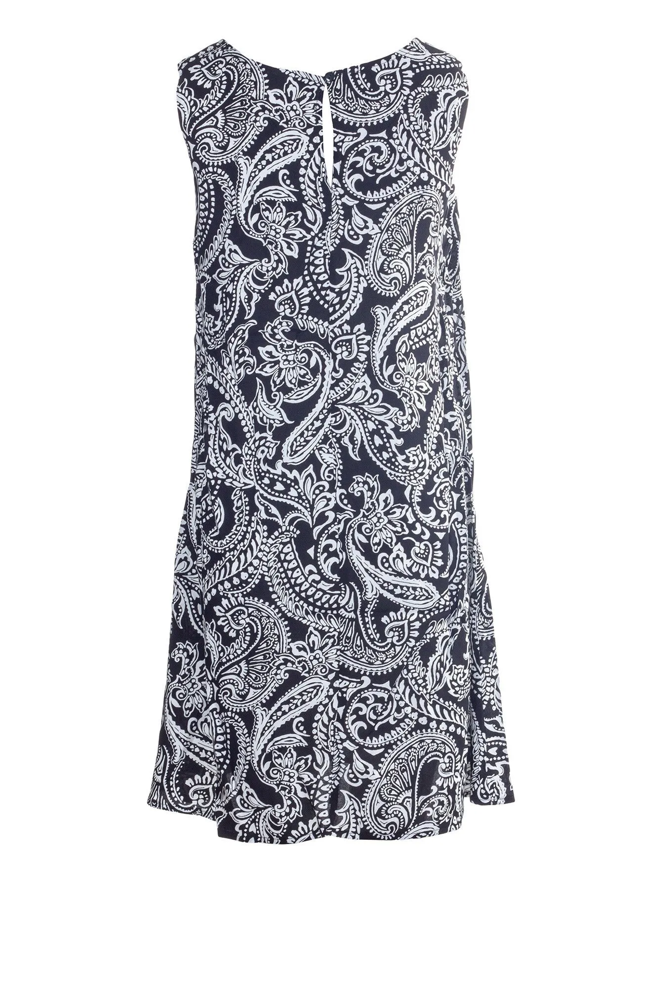 WrinkleFreeTexture 4Way Stretch 100% Rayon Dress | BLACK WHITE PAISLEY | 7335A1