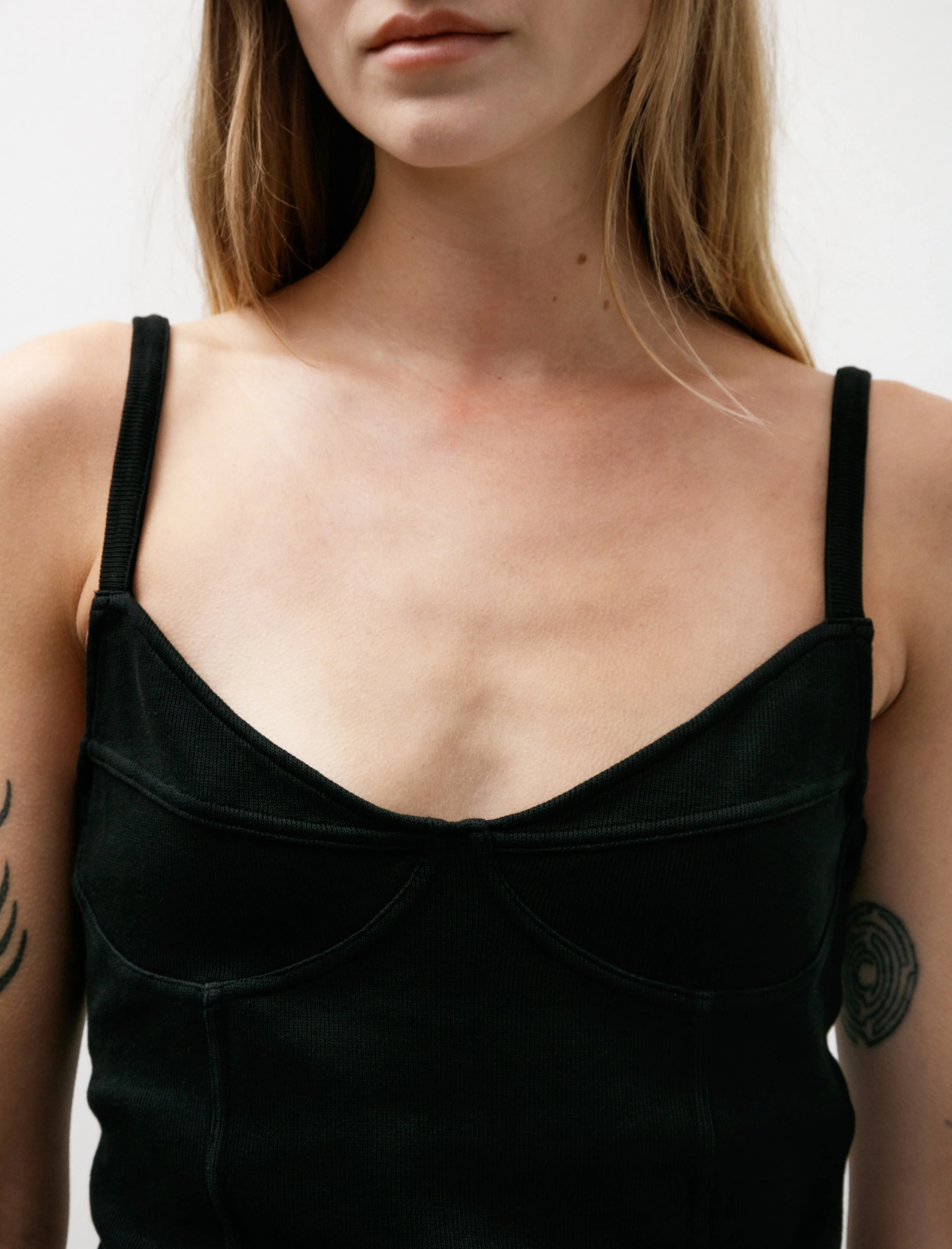 Cami Tank Washed Black Athletic Rib Smile Ease MultiPocket