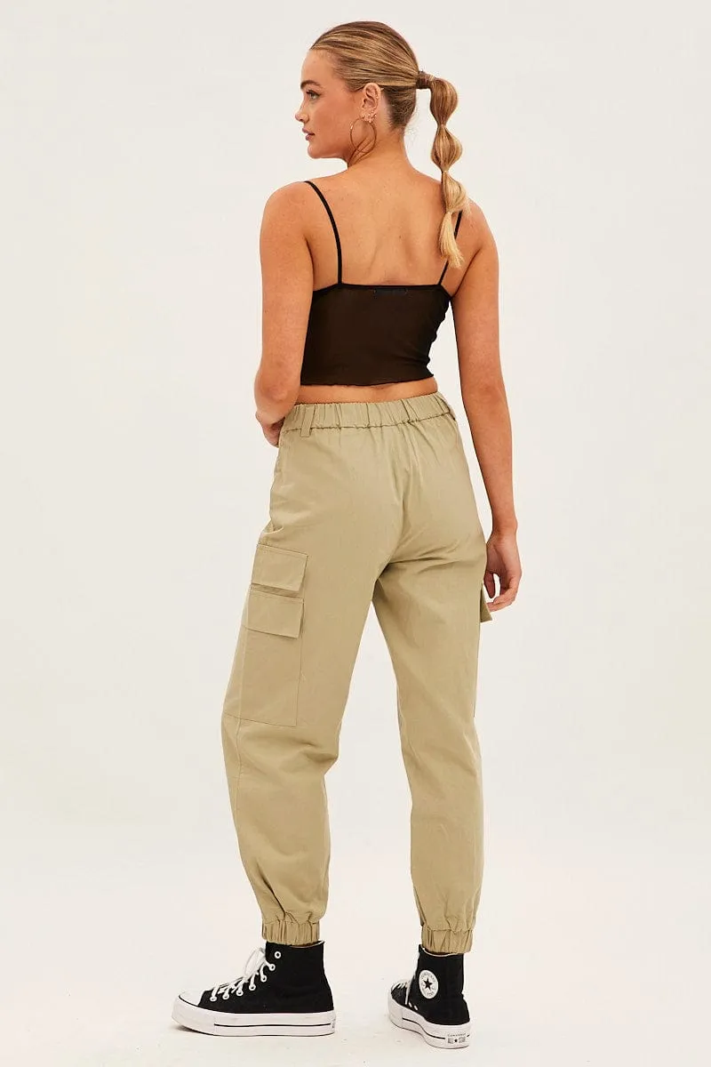 Chic Appeal SlimFit Green High Rise Wide Leg Cargo Pants