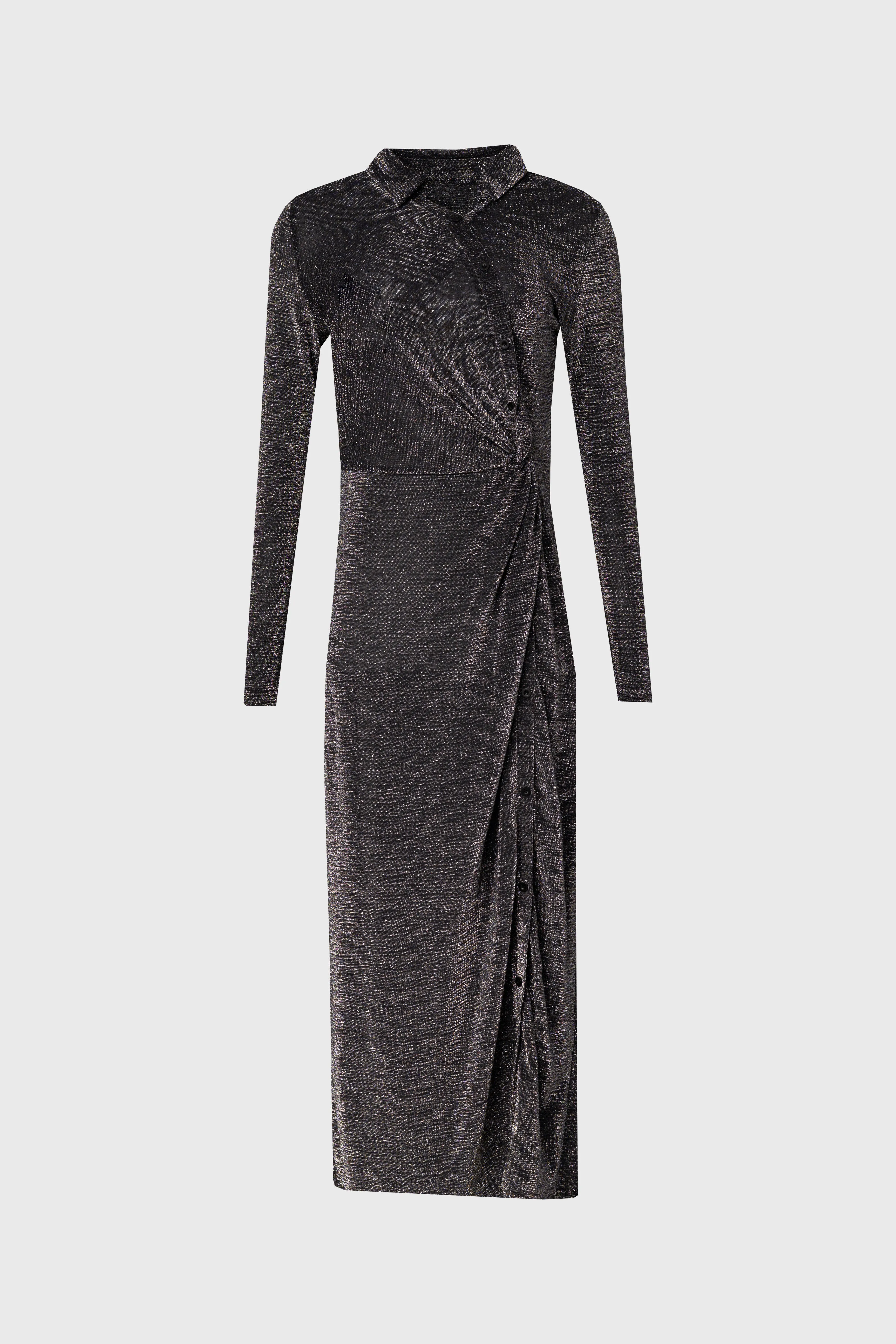 Silver Sparkle Side Button Maxi Dress OekoTexCertified DoubleStitched