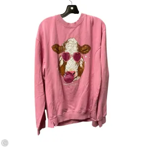 Stretch Fabric High End Sweatshirt Crewneck By Simply Southern In Pink, Size: L