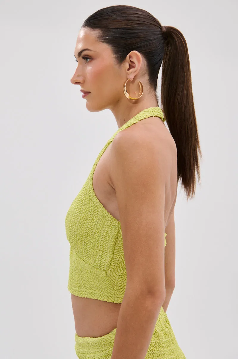 Enhanced Breathability HOLLYWOOD SLINKY TEXTURED BRALETTE IN GREEN