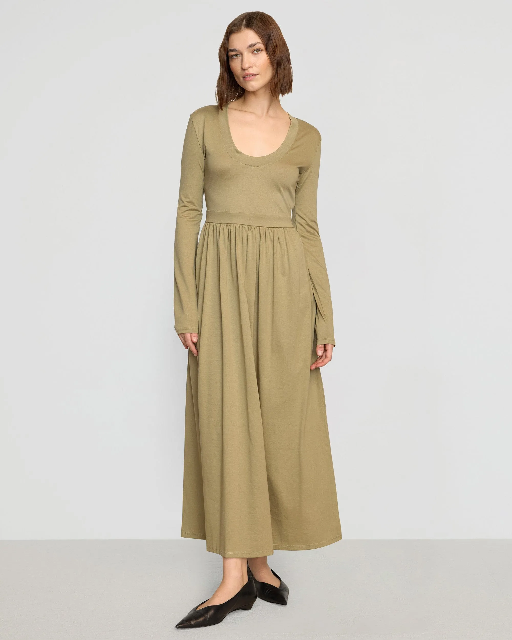 Cherie U-Neck Jersey Dress AdjustableWaist