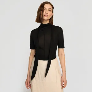 Lucine Scarf-Neck Semi-Sheer Tencel Tee outdoor concert