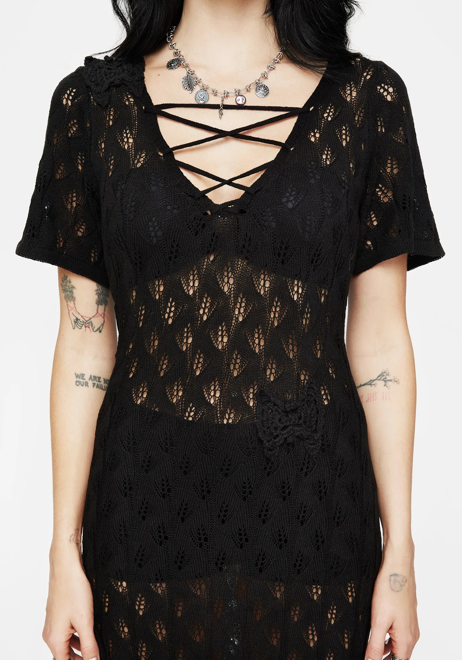 Chic Mood Elnora Moth Crochet Knit Maxi Dress
