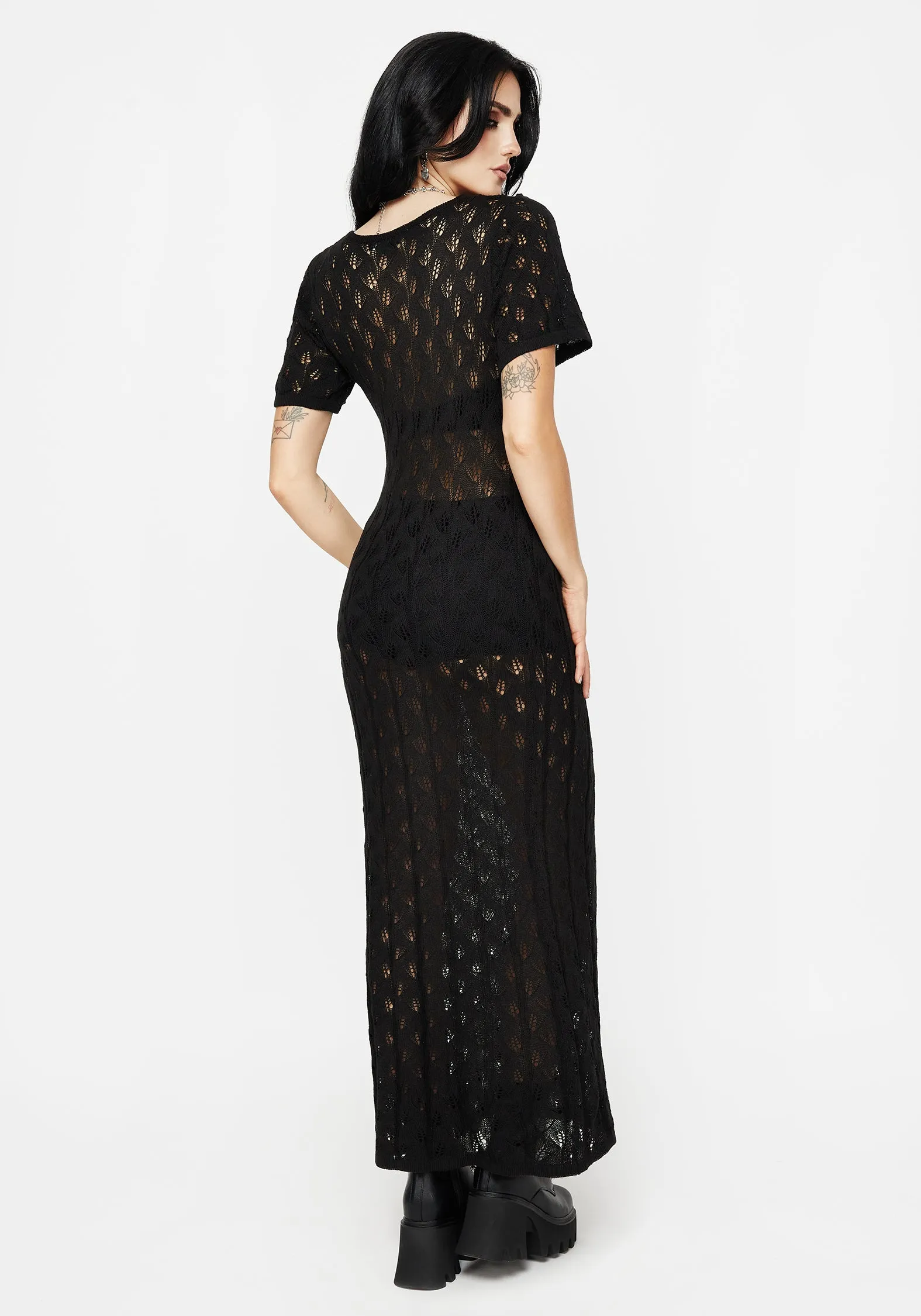 Elnora Moth Crochet Knit Maxi Dress Beach Walk