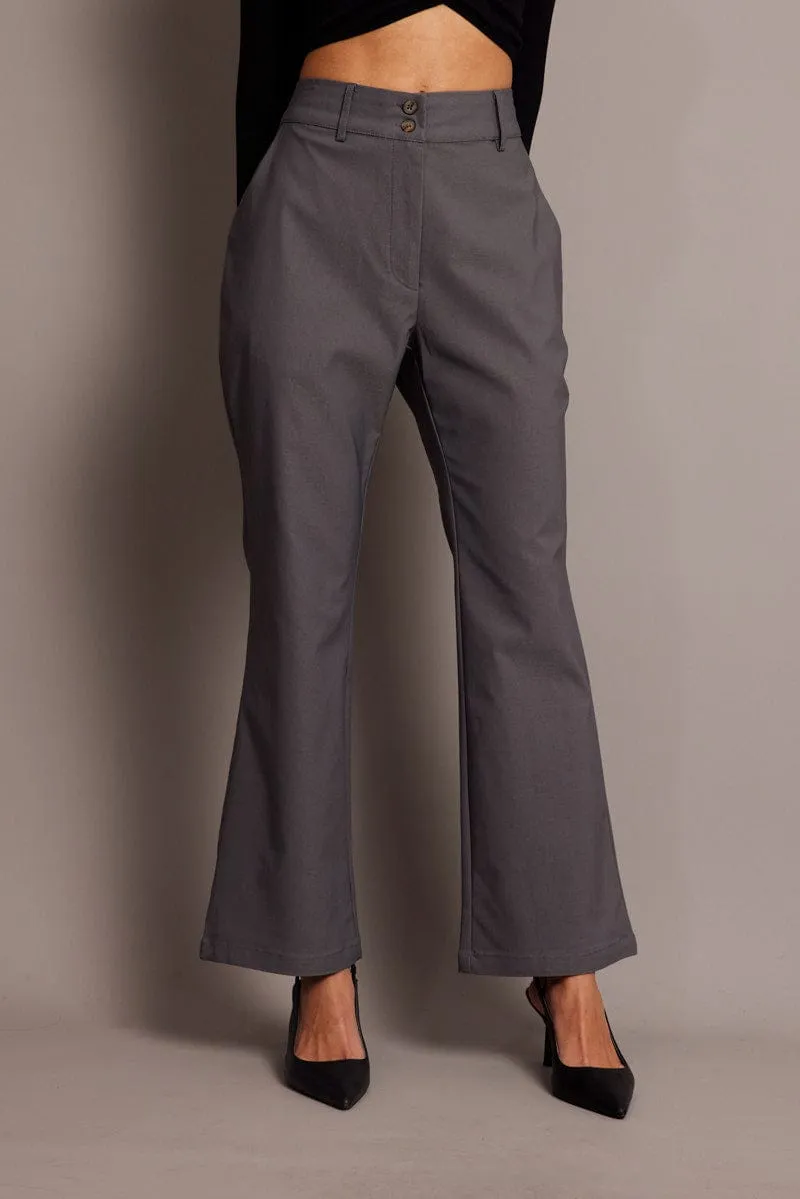 Cozy Material Grey Slim Pants High Rise