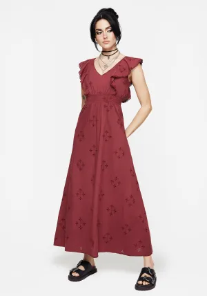 With a flowy skirt and a structured top this maxi dress offers a perfect balance of comfort and style Crux Broderie Cotton V-Neck Frill Maxi Dress