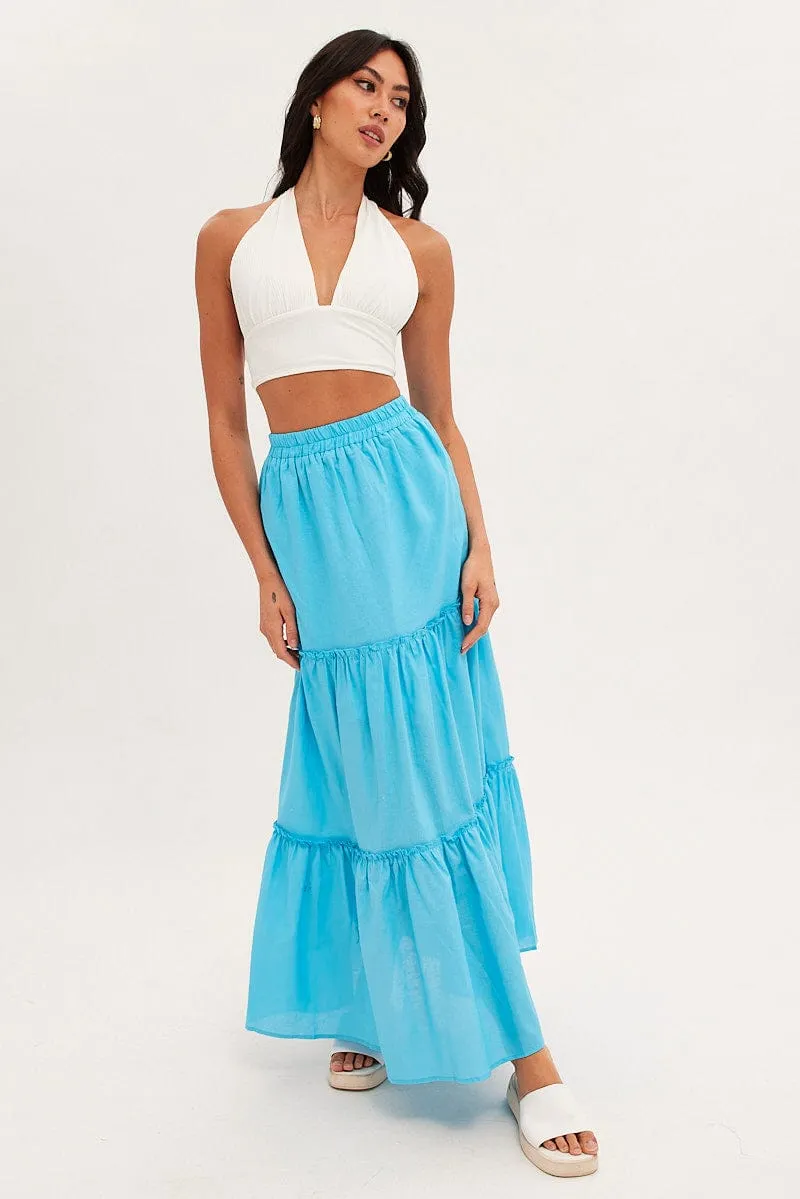 Blue Maxi Skirt Tiered Limited Edition