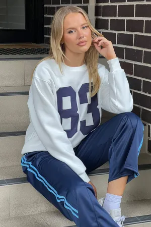 Branded Look White Graphic Sweater Long Sleeve