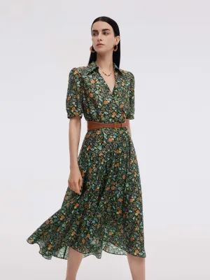 Functional Fit Tencel Blend Floral Print Women V-Neck Maxi Dress