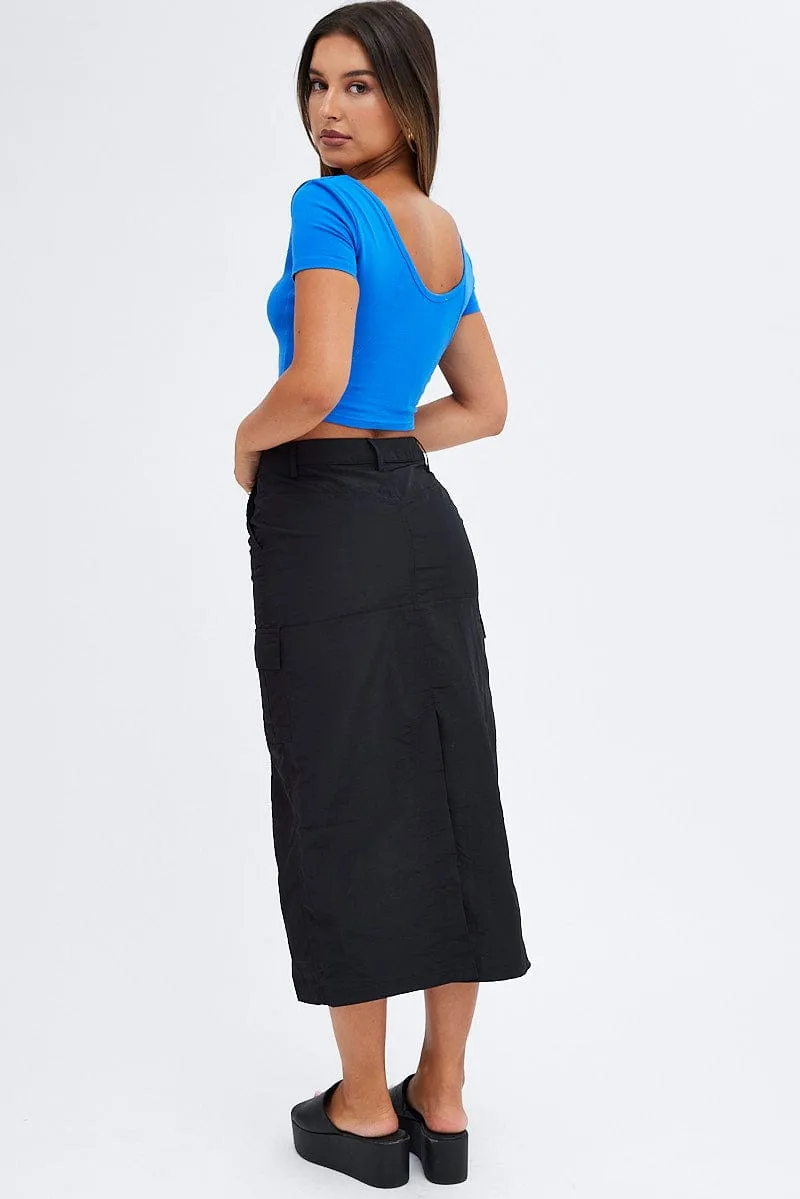 Black Cargo Skirt High Rise Soft Focus Road Trip