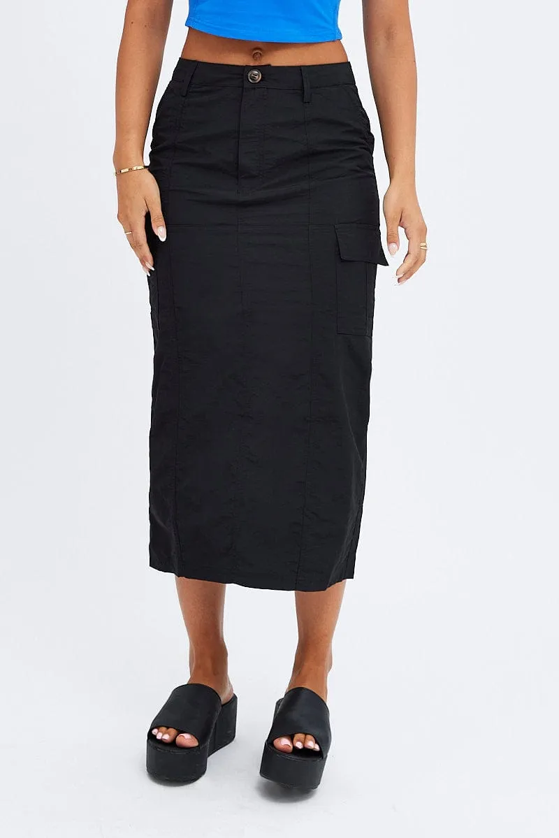 Black Cargo Skirt High Rise Date night Shopping Trip
