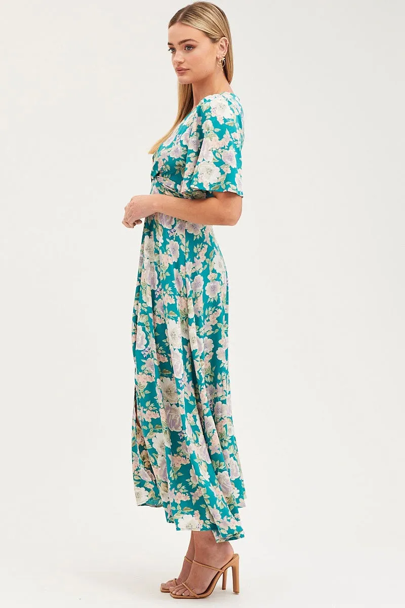 Print Dress Short Sleeve Maxi V Neck Polyester City Walk Stylish options