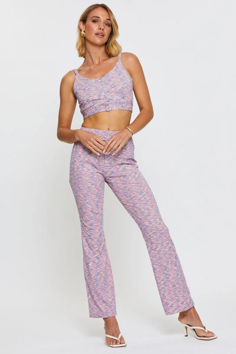 High Waist Stretch Training Wear Multi Flare Pants Elastic Waist